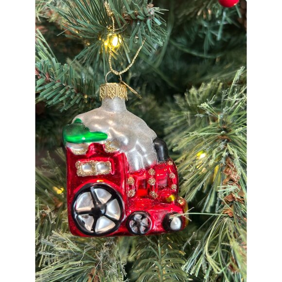 Thomas Pacconi Glass Train Christmas Ornament With Glitter Accents - Picture 1 of 3